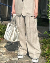 画像をギャラリービューアに読み込む, 麻ワイドパンツ (セットアップ可)【512-86508】
