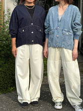 画像をギャラリービューアに読み込む, 袖リブノーカラーデニムジャケット / PASSIONE
