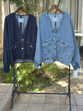 画像をギャラリービューアに読み込む, 袖リブノーカラーデニムジャケット / PASSIONE
