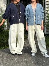 画像をギャラリービューアに読み込む, 袖リブノーカラーデニムジャケット / PASSIONE
