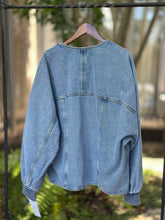 画像をギャラリービューアに読み込む, 袖リブノーカラーデニムジャケット / PASSIONE

