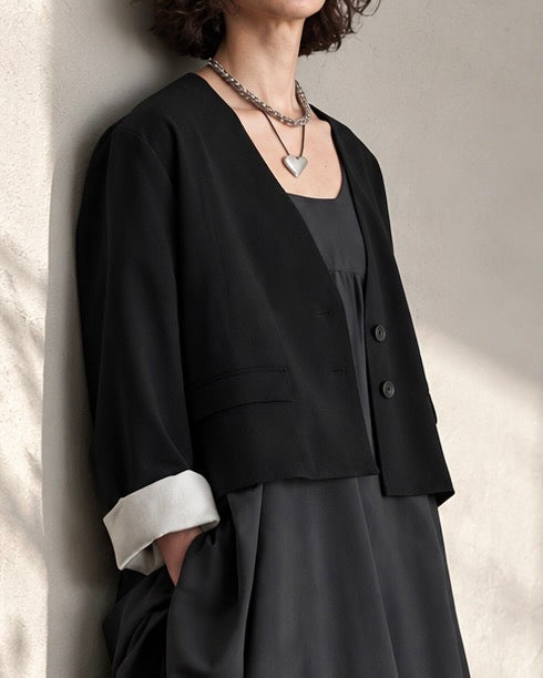NUANCE NECK SHORT JACKET / CHIGNON