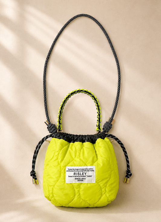 Reversible faux fur quilted bag <CHARCOAL> /RISLEY