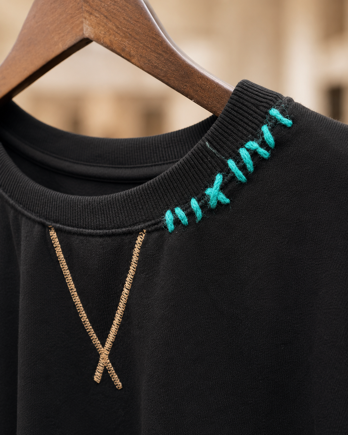 Hand-stitched sweatshirt <black> / RISLEY