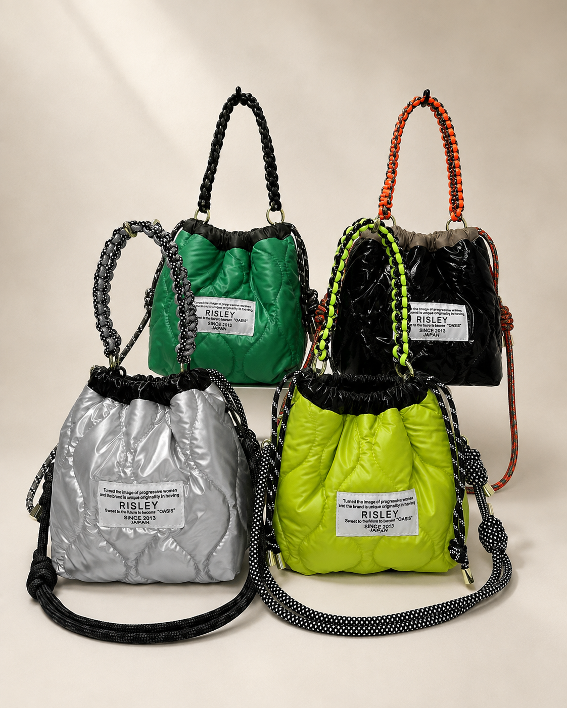 Reversible faux fur quilted bag <BEIGE> /RISLEY