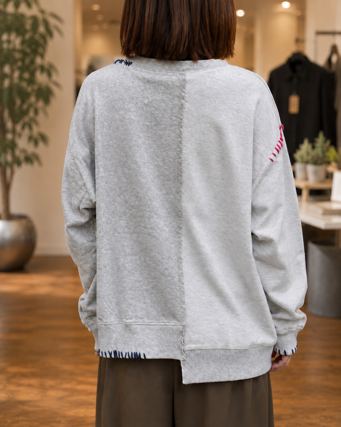 Hand-stitched sweatshirt <gray> / RISLEY