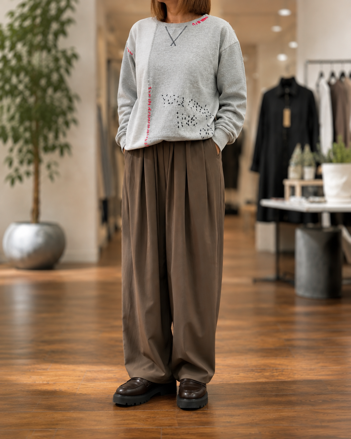Hand-stitched sweatshirt <gray> / RISLEY