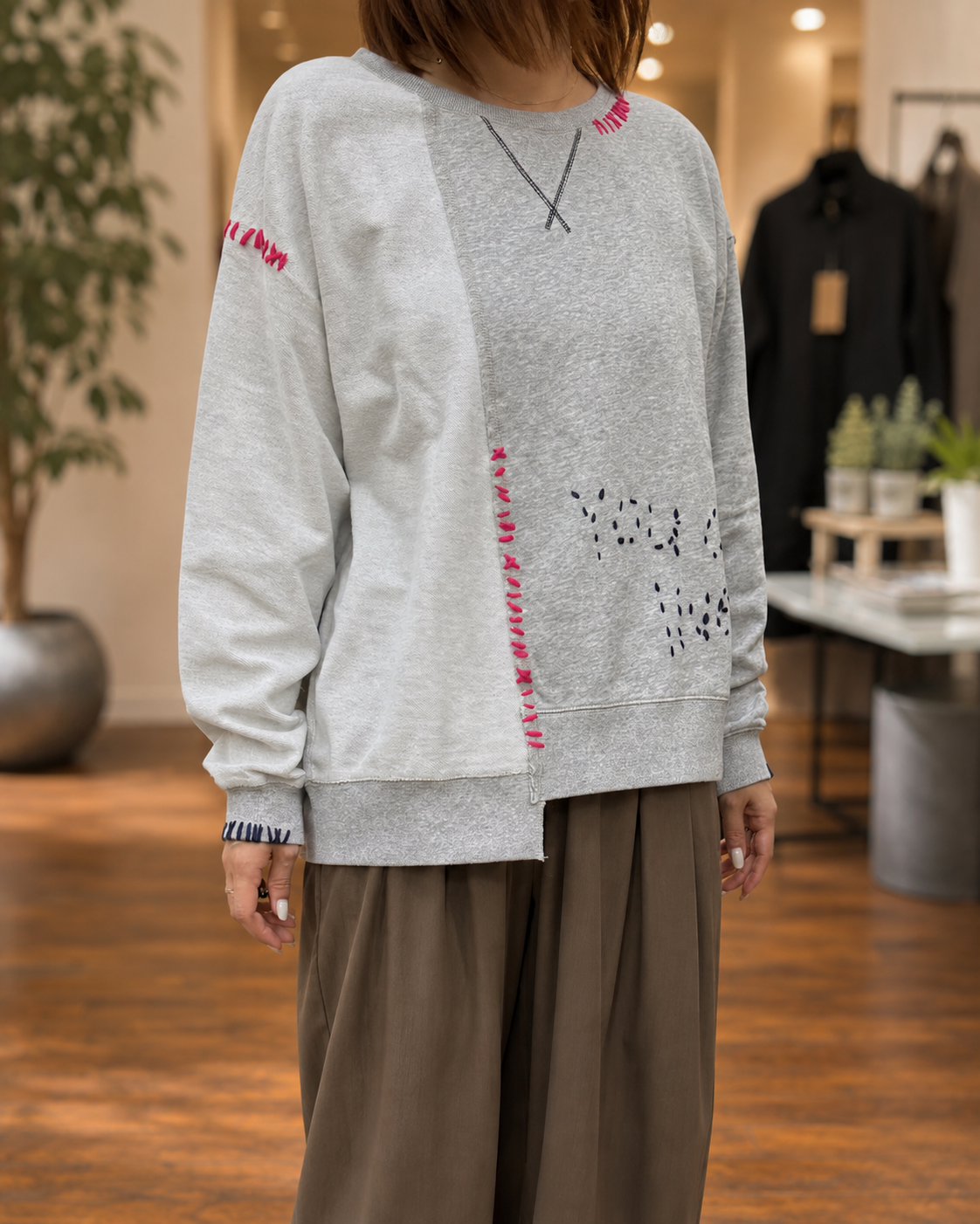 Hand-stitched sweatshirt <gray> / RISLEY