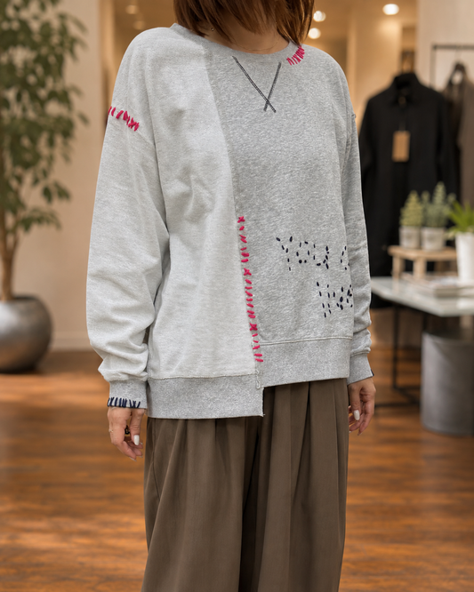 Hand-stitched sweatshirt <gray> / RISLEY